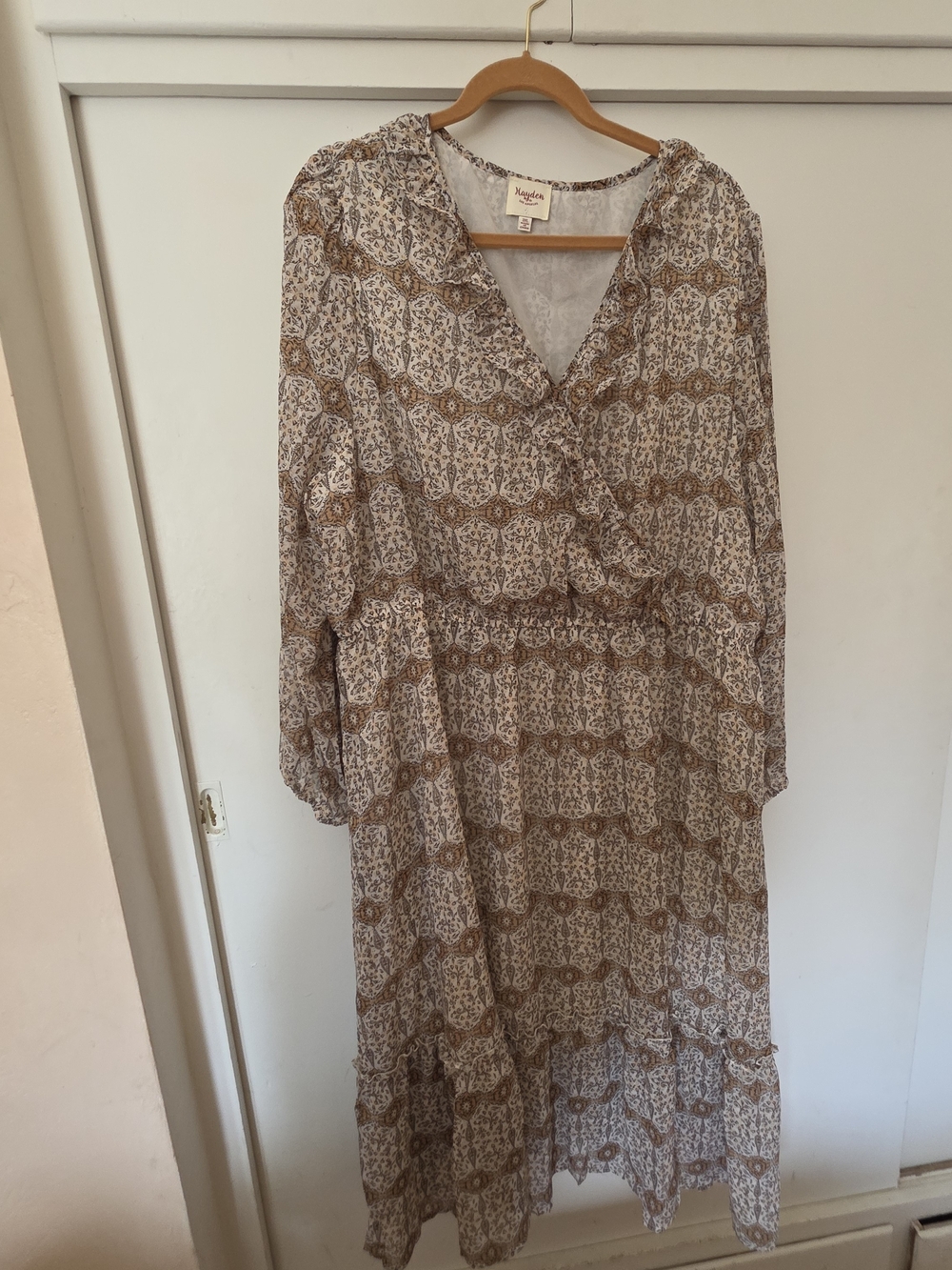 Magnolia Brown Floral Wrap Maxi Dress